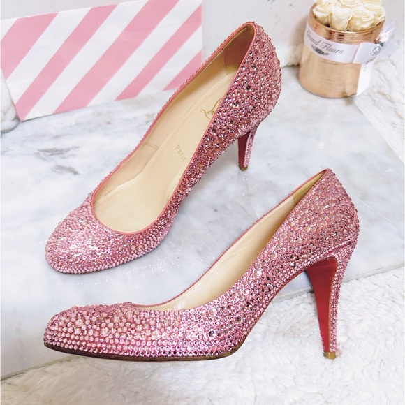 Authentic Christian Louboutin Fifi 100mm Pink Crystal Pumps / Heels - Picture 7 of 13